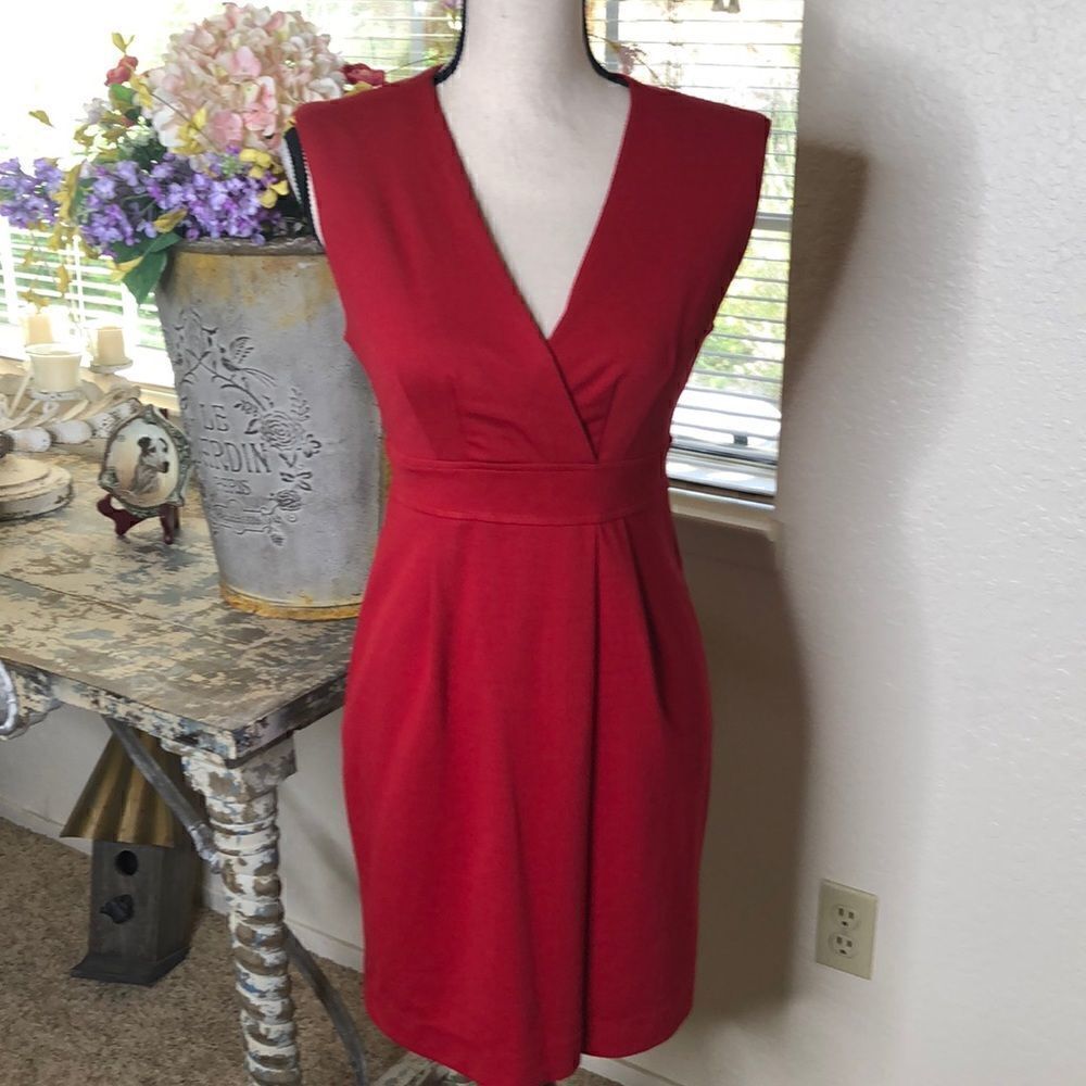 Banana Republic Red Ponte Knit Sheath Dress